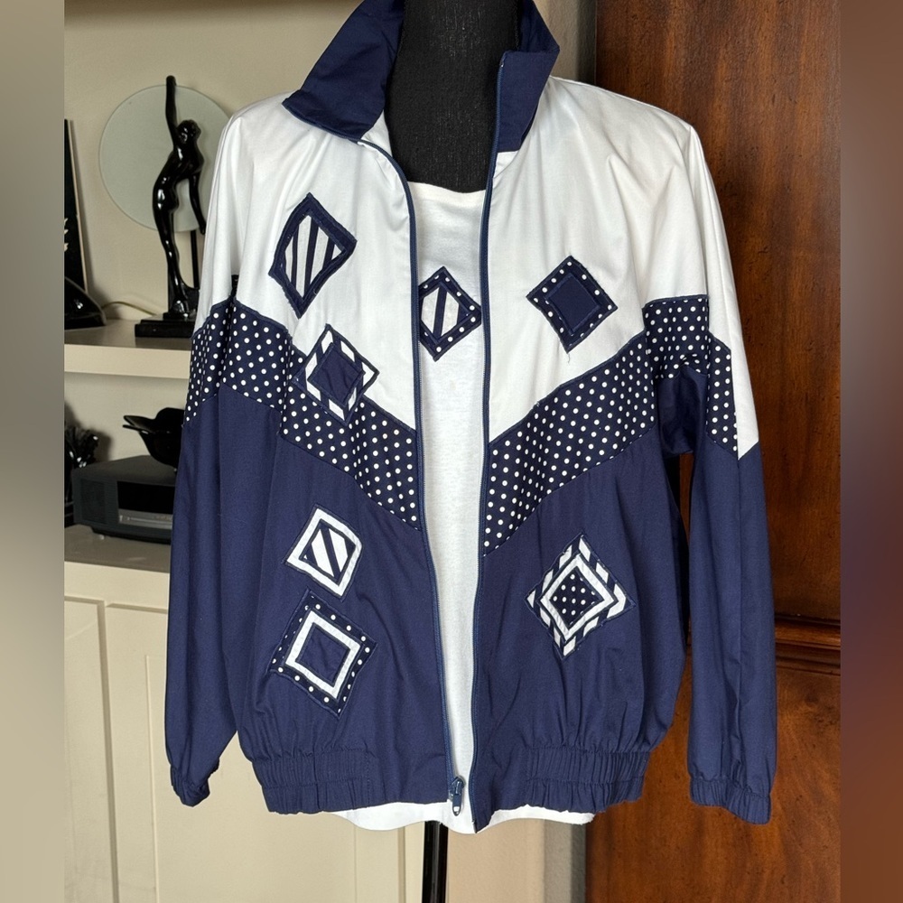 Vintage Navy and White Windbreaker Jacket‎ Set